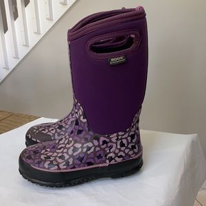 Bogs • waterproof purple leopard print winter snow boots, girls size 1